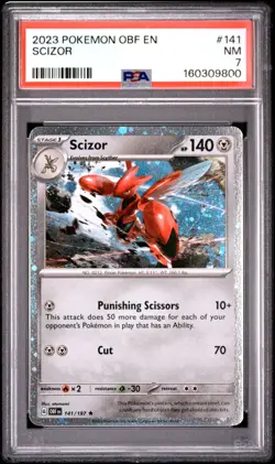 2023 POKEMON OBF EN-OBSIDIAN FLAMES #141 SCIZOR PSA 7 - Image 1