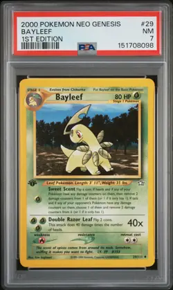 2000 POKEMON NEO GENESIS 1ST EDITION #29 BAYLEEF PSA 7 - Image 1