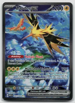 Zapdos ex 202/165 NM Scarlet & Violet 151 Special Illustration Rare Pokemon - Image 1