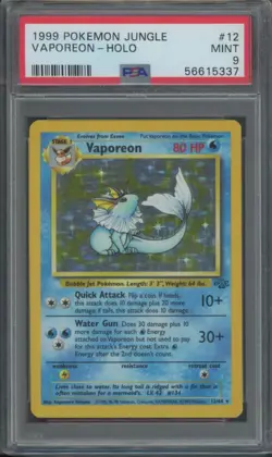 Pokemon TCG Vaporeon 12/64 Jungle Holo Rare PSA 9 - Image 1