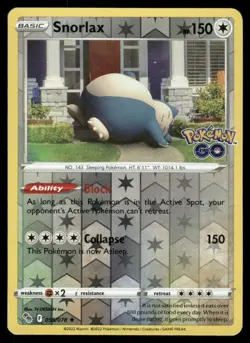 Pokemon Cards Snorlax 055/078 Reverse Holo Pokemon GO Holo Rare LP *4 - Image 1