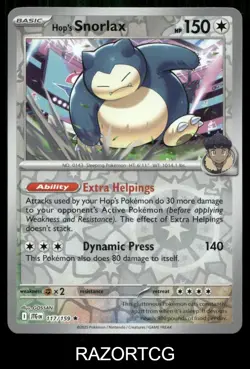HOP'S SNORLAX 117/159 R JOURNEY TOGETHER POKEMON REVERSE HOLO NM/M - Image 1