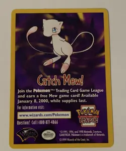 Catch Mew Promo Card, Vintage, Pokemon The Movie, 1999 WOTC - Rare - Mint - - Image 1