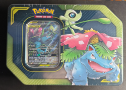 POKEMON TCG Celebi & Venusaur GX Tag Team Tin Sealed Factory Sealed (Small Rip) - Image 1
