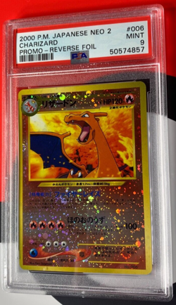 Charizard #006 Reverse Foil Japanese Neo 2 2000 Pokemon Card PSA 9 MINT *1SWIRL* - Image 3