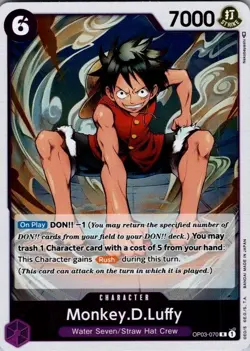 Monkey.D.Luffy OP03-070 One Piece TCG Foil R NM - Image 1