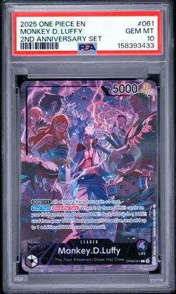 One Piece TCG Monkey.D.Luffy OP09-061 2nd Anniversary PSA 10 GEM MINT - Image 1