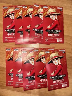 OP-13 ONE PIECE "Carrying On His Will" Sleeved Booster Packs LOT x10 packs - Image 1