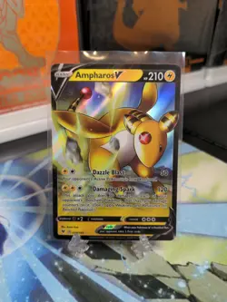 Ampharos V 049/185 Ultra Rare Full Art Pokemon Card S & S Vivid Voltage NM - Image 1