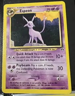 Pokemon TCG Espeon Neo Discovery Unlimited Rare Card 20/75 - Image 1