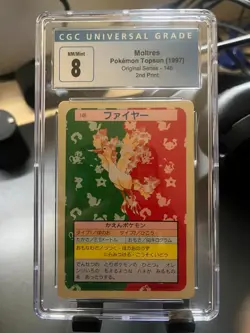 Pokemon Card 1997 (1995) Topsun Green Back #146 Moltres, CGC 8 NT/MT - Image 1