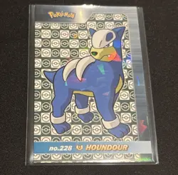 Rare Pokemon Shiny Full Art #228 Houndour Low Pop Cracked Ice Holo Card - Image 1