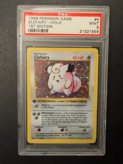 1st Edition Shadowless Clefairy 5/102 Holo Pokemon Card PSA 9 Mint - Image 1