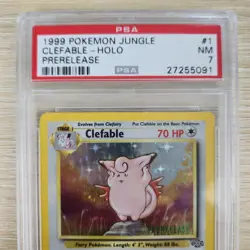 PRERELEASE STAMPED PSA 7 Clefable 1/64 Jungle Holo Rare Nintendo Pokemon Card - Image 4