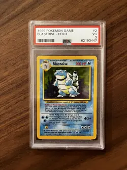 1999 Pokemon Base Set Blastoise Holo PSA 3 #2 – Vintage WOTC Graded Card - Image 1