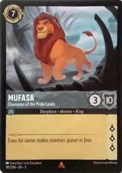 185/204 MUFASA CHAMPION OF THE PRIDE LANDS INKLANDS RARE DISNEY LORCANA CARD - Image 1