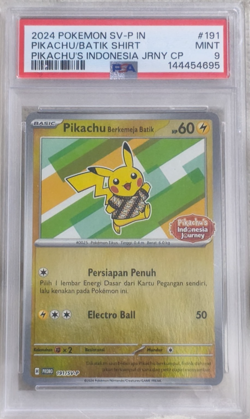 PSA 9 - Pikachu Berkemeja Batik 191/SV-P Holo Foil Indonesia Journey Promo - Image 1