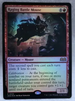 Raging Battle Mouse R0143 Rare Foil Wilds Of Eldraine NM MTG - Image 1