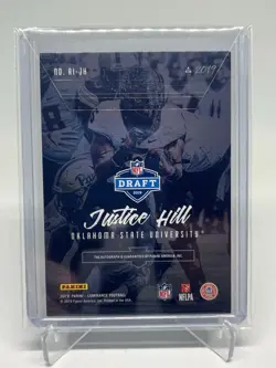 2019 Luminance Football Blue Foil Justice Hill RC /99 Baltimore Ravens - Image 2