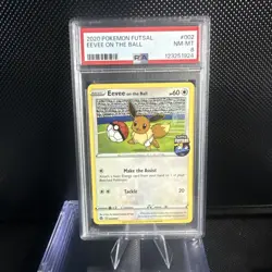 2020 POKEMON FUTSAL #002 EEVEE ON THE BALL PSA 8 - Image 1