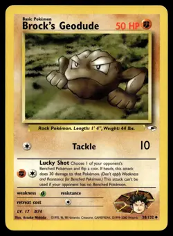 Brock's Geodude 38/132 Uncommon Gym Heroes Pokemon Unlimited Near Mint - Image 1