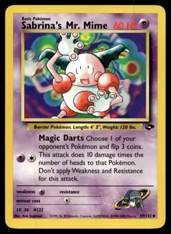 Sabrina's Mr. Mime 59/132 Uncommon Gym Challenge Pokemon Unlimited Near Mint - Image 1