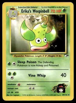 Erika's Weepinbell 49/132 Uncommon Gym Heroes Pokemon Unlimited Near Mint - Image 1
