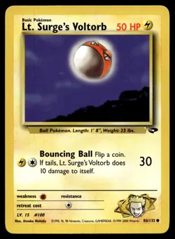Lt. Surge's Voltorb 86/132 Common Gym Challenge Pokemon Unlimited Near Mint - Image 1