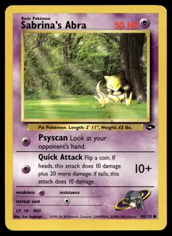 Sabrina's Abra 94/132 Common Gym Challenge Pokemon Unlimited Near Mint - Image 1