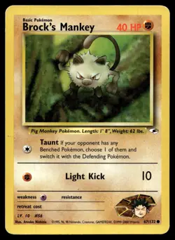 Brock's Mankey 67/132 Common Gym Heroes Pokemon Unlimited Moderately Played - Image 1