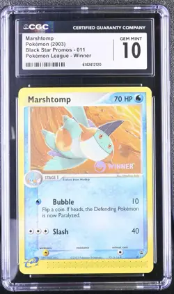 CGC 10 Marshtomp 011 Black Star Promos Pokemon League Winner Pokemon Card - Image 1