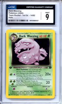 Pokemon Graded: Dark Weezing 1st Edition 14/82 Team Rocket (2000) Holo CGC 9 - Image 1