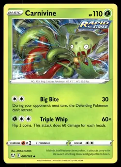 CARNIVINE 009/163 UNCOMMON BATTLE STYLES POKEMON - Image 1