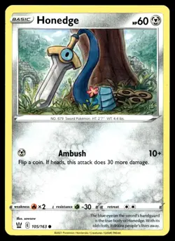 HONEDGE 105/163 COMMON BATTLE STYLES POKEMON - Image 1