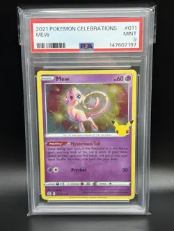 2021 MEW Pokemon Card #011 011/025 Celebrations Holo PSA 9 NEW CERT - Image 1