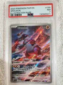 Pokemon TCG Groudon Illustration Rare Paradox Rift PSA 7 - Image 1