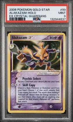 Alakazam Gold Star Crystal Guardians 2006 Pokemon Card 99/100 PSA 9 WITH SWIRL💫 - Image 1