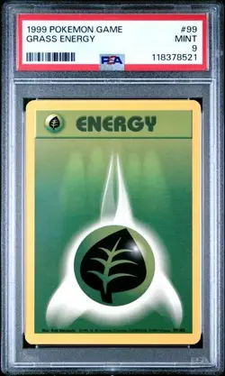 1999 POKEMON GAME #99 GRASS ENERGY PSA 9 MINT BASE SET UNLIMITED - Image 1