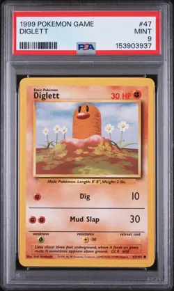 1999 POKEMON BASE SET UNLIMITED #47 DIGLETT PSA 9 - Image 1