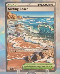 Surfing Beach 114/086 - Ultra Rare Trainer Stadium - Chaos Rising CRI - NM - Image 1