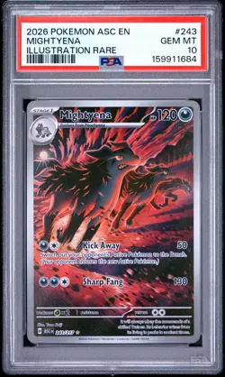 2026 POKEMON ASC EN-ASCENDED HEROES ILLUSTRATION RARE #243 MIGHTYENA PSA 10 - Image 1