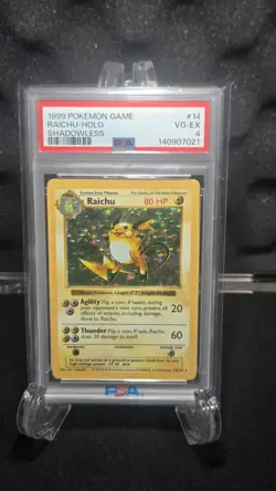 Pokemon TCG Raichu HOLO SHADOWLESS PSA 4 - Image 1