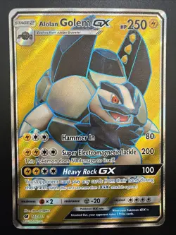 Pokemon TCG Alolan Golem GX 102/111 SM-Crimson Invasion Ultra Rare Full Art Holo - Image 1