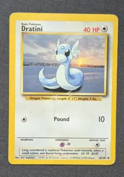 Pokemon TCG Dratini 26/102 Base Set Uncommon Vintage WOTC 1999 - HP - Image 1