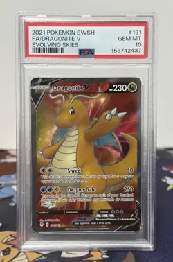 PSA 10 Pokemon Card Dragonite V 191/203 Sword & Shield Evolving Skies Full Art - Image 1