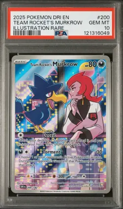 PSA 10 Team Rocket's Murkrow 200/182 Pokemon Destined Rivals Illustration Rare - Image 1