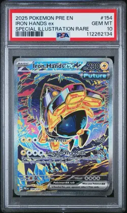 IRON HANDS EX 2025 POKEMON PRE SPECIAL ILLUSTRATION RARE #154 SIR PSA 10 - Image 1