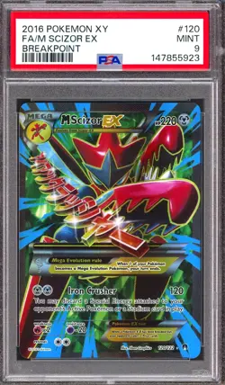 PSA 9 Mega M Scizor EX 120/122 BREAKPOINT XY Full Art Mint Pokemon Card SIR - Image 1