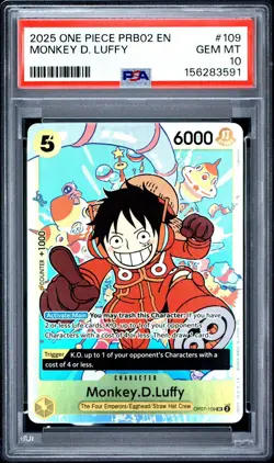 One Piece PRB02-Prem Booster Best Vol.2 - Monkey D Luffy #OP07-109 SR - PSA 10 - Image 1