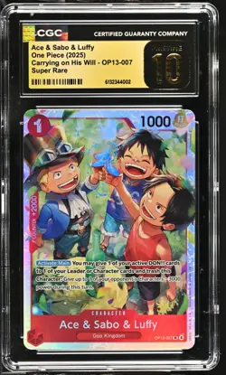 2025 One Piece OP13-007 Ace, Sabo & Luffy - Super Rare SR CGC 10 Pristine - Image 1